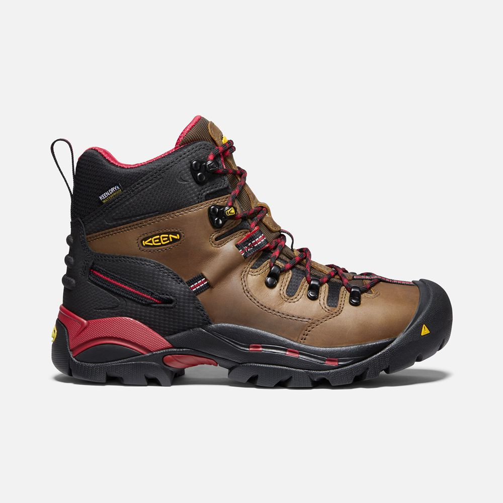 Keen Trekking Bot Erkek Kahverengi/Siyah - Pittsburgh 6" (Steel Toe) - Türkiye XKZC37904